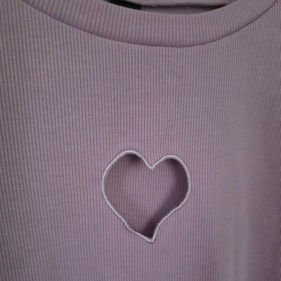 Shein Curve Purple Heart Cut Out Tee - Picture 3 of 6